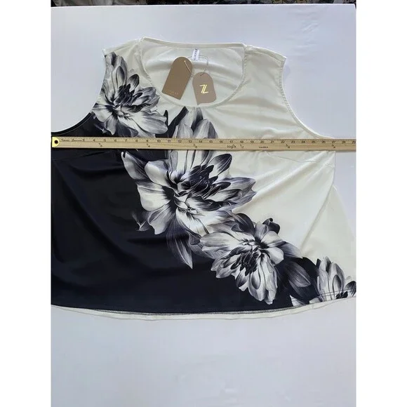 Zolucky 3X Floral Jersey Tank Top Graphic Sleeveless Blouse Boho Chic Minimalist - Picture 3 of 6